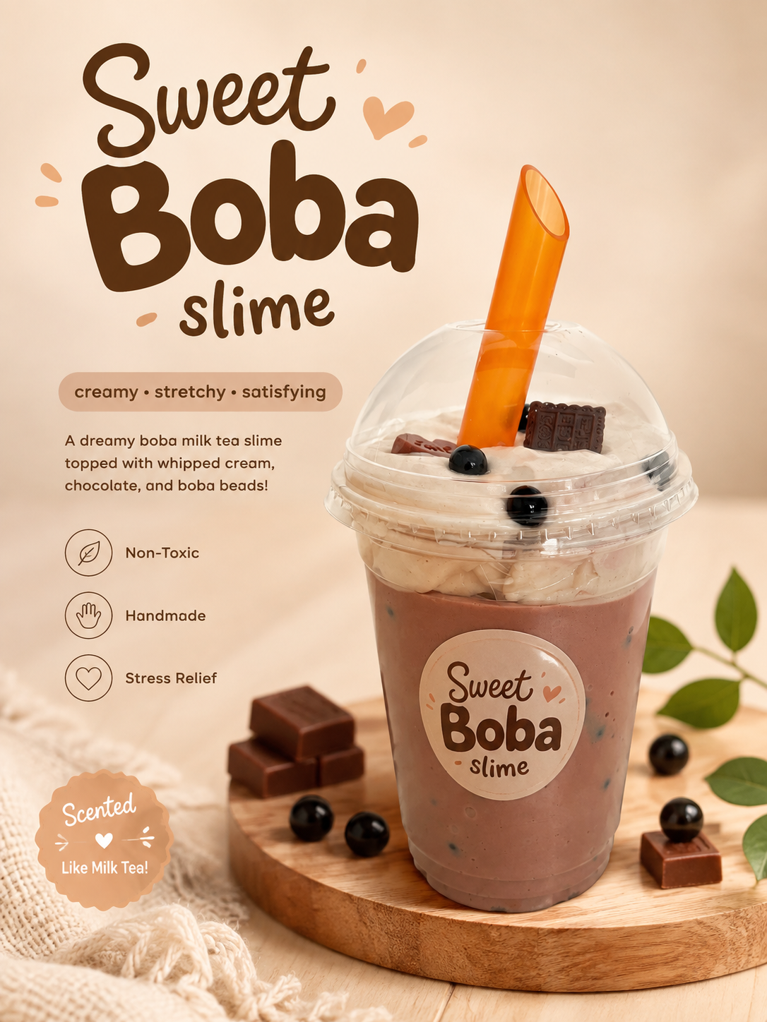 Sweet Boba Slime handmade boba-inspired cup